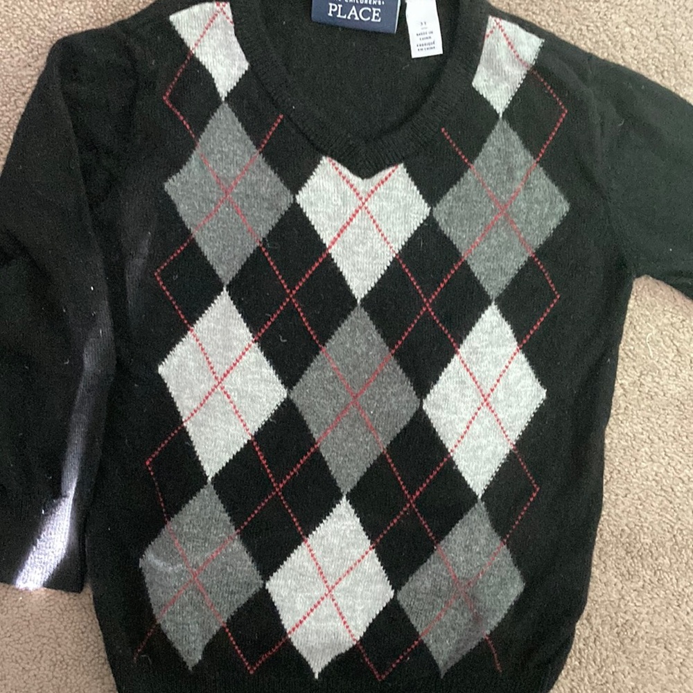 The Childrens place 3T Argyll long sleeve sweater